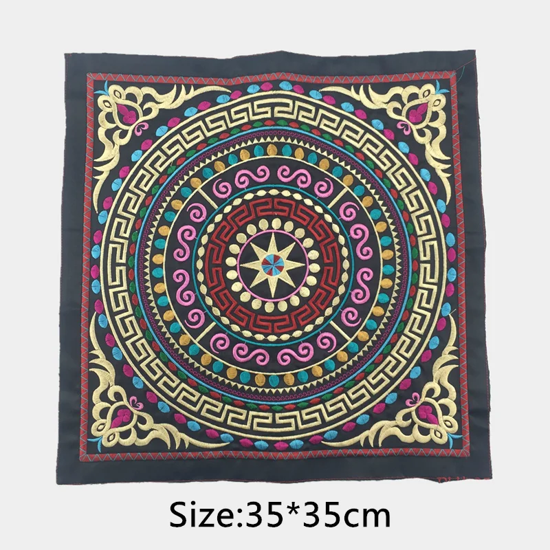 

Big Square Embroideried Flower Patches For Clothing Ethnic Miao Patch Dress Cloth Folk Style Paste Parche Fabric Para La Ropa