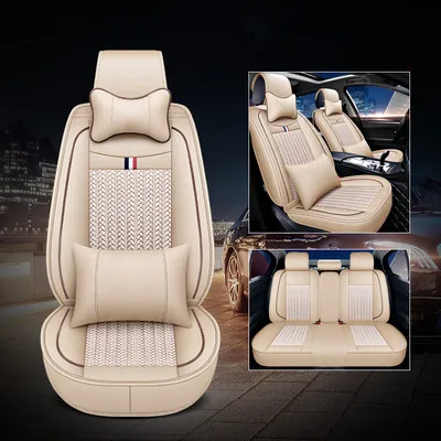 Хорошее качество! Полный комплект автомобильных чехлов для сидений Toyota Hilux Revo дышащее сиденье Чехлы для Revo - Название цвета: Бежевый