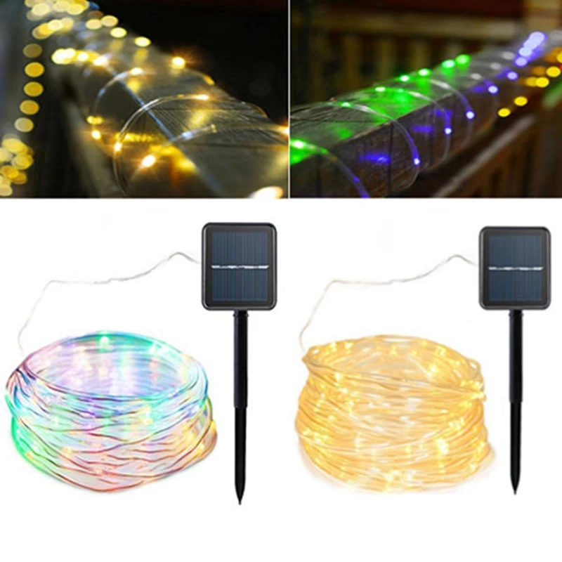 

Solar Powered Led Fairy Copper Wire Solar Rope LED String Lighting for Christmas Decoration 8Modes Waterproof holiday