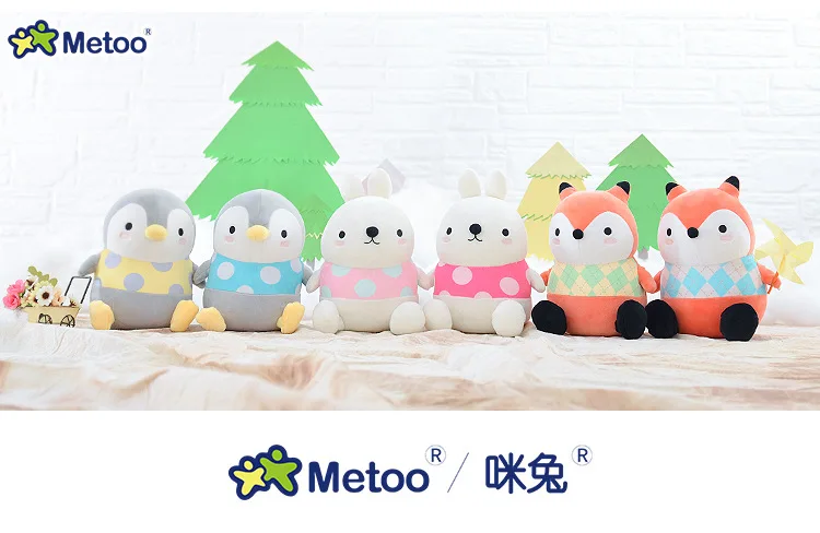 Новые детские милые Мультяшные игрушки с лисой для мальчиков и девочек, мягкие плюшевые куклы с кроликом для детей, мягкие игрушечные Пингвины для новорожденных, Kawaii, подарок Metoo