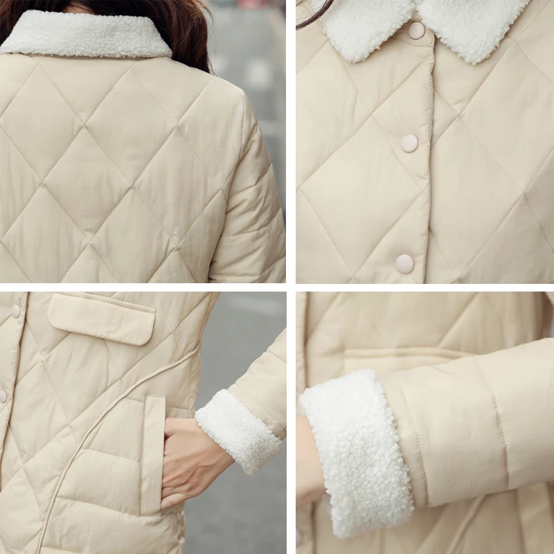 Женская зимняя куртка на пуговицах с отложным воротником, женское длинное стеганое пальто, осенняя Женская парка