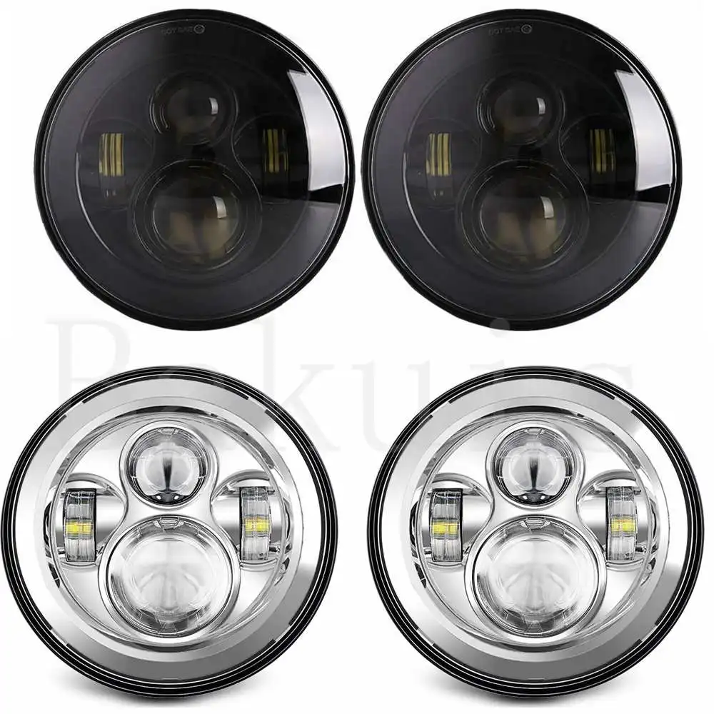 2 Pcs For Lada 4x4 Urban Niva 7 Inch Round LED Headlights Hi Lo Beam Fit
