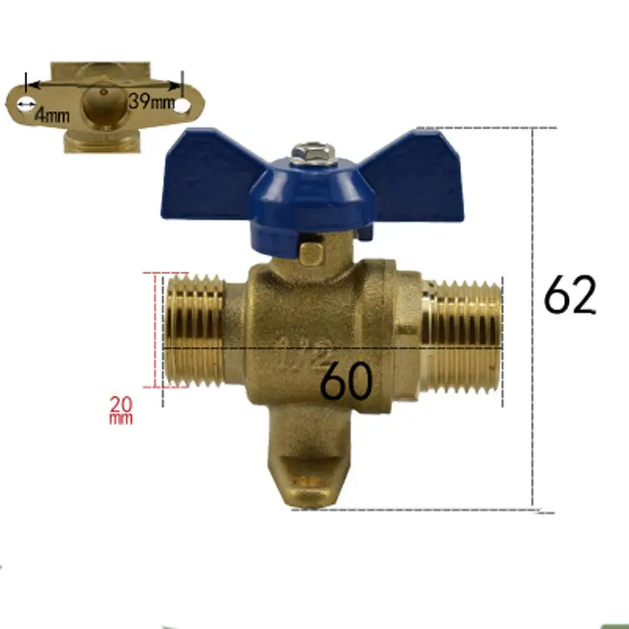 DN15 G 1/" BSP Мужской латунь мяч Клапан воды газойль Порты и разъёмы Размер 12 мм с синей ручкой