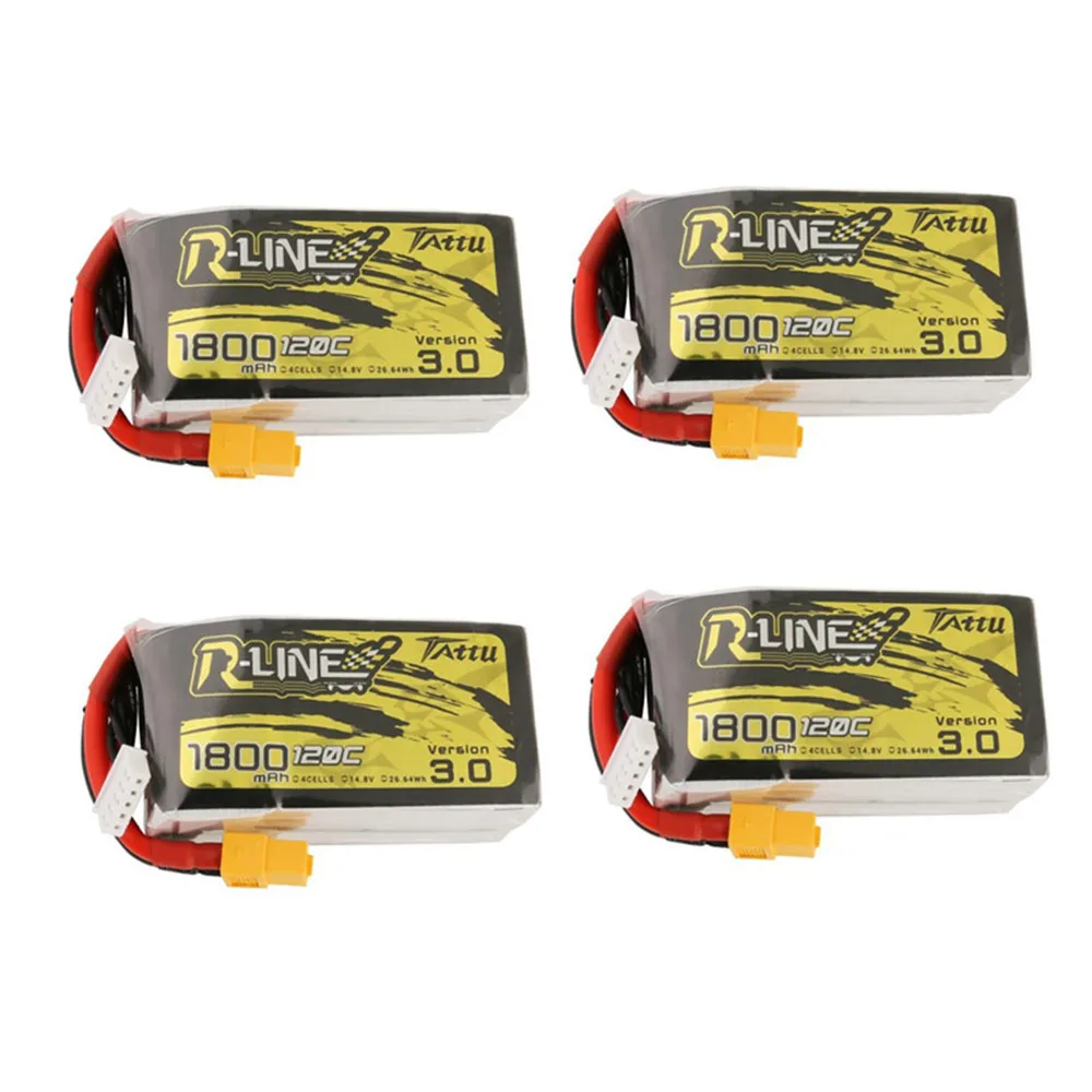 1/2/4 шт. TATTU R-LINE Версия 3,0 14,8 V 1800 мА/ч, 120C 4S Lipo Батарея XT60 Разъем для RC пульт дистанционного управления Управление игрушки Запасные Запчасти Радиоуправляемый квадрокоптер