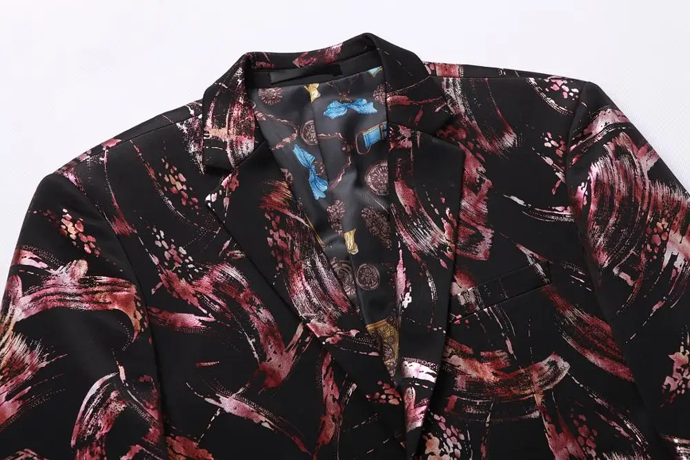 2019 New Men'S Printed Slim Suit Jacket High Quality Fashion Trend Personality Luxury Wild Gentleman Blazer