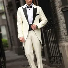 Стильный смокинг для жениха, шаль с отворотом, мужской костюм, мужские свадебные костюмы, фрак(куртка+ брюки+ бантик+ пояс