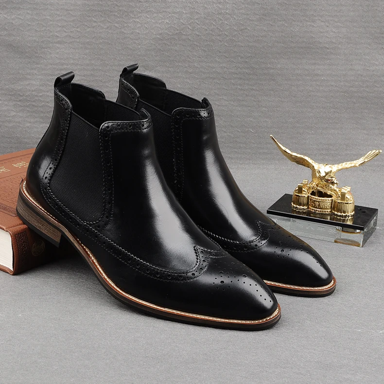 Tallado Tacones 1 Botas Martin Real Zapatos Cowboy Hombre 2018 Cuero Borgues De Oxfords Invierno Otoño Moda Bajos O0Rxa1q