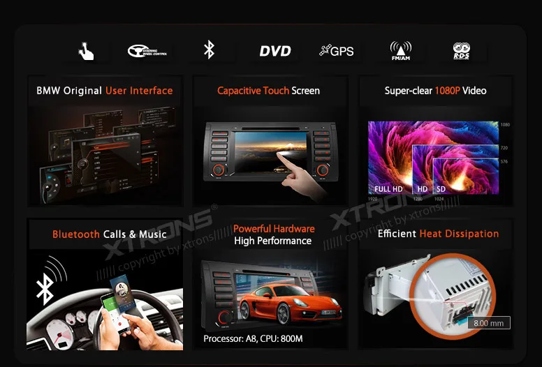 Sale XTRONS 7" 1080P Video Capacitive Touch Screen Car DVD Player GPS CANbus for BMW E53 X5 1999 2000 2001 2002 2003 2004 2005 2006 1