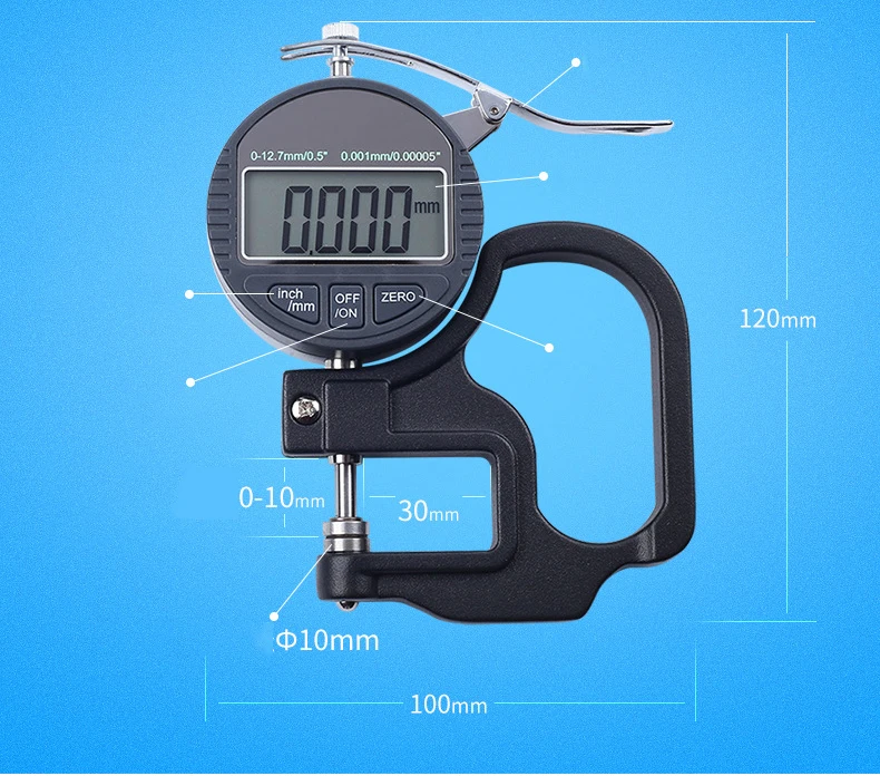 0-25 мм Цифровой измеритель толщины 0,01-0,001 мм цифровой ЖК-дисплей Электронный микрометр микрон толщина тестер измерительные инструменты