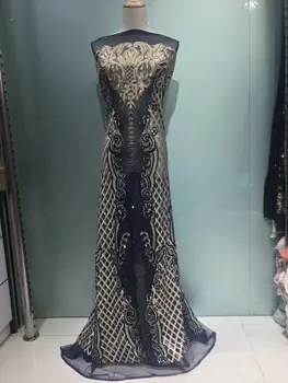 

Hot Sale french lace 5 yards /lot cheap African sequins lace fabric silver high quality sequins tulle lace fabric