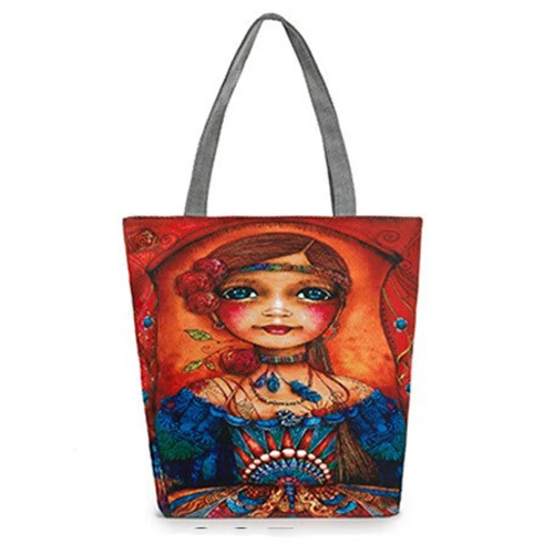 

5pcs( ABDB Girl's Shoulder Bag Printing Rabbit Ears Lei Pointed Ears Girl Printing Bag Shopping Bag Red