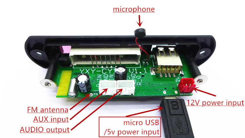 Светодиодный Bluetooth Вызов Hands Free APE FLAC MP3 WMA WAV декодер плата FM MP3 плеер AUX 3,5 мм гарнитура выход TF USB DC7-12V складки