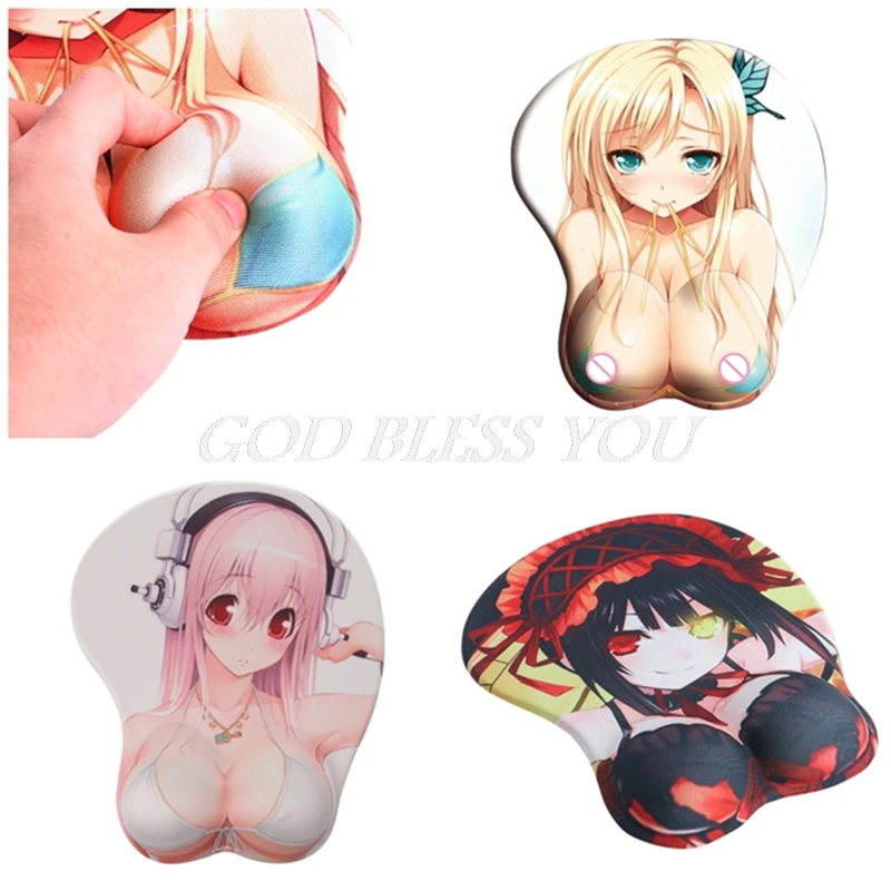 

1PC Creative Cartoon Anime 3D Sexy Chest Silicone Mouse Pad Wrist Rest Support