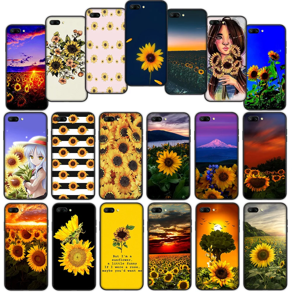 

Sunflower Flower Soft Cover Case for Huawei Honor 10 Note 10 9 Lite 8X 7A 3GB Pro Y6 Y7 Y9 Prime Nova 3