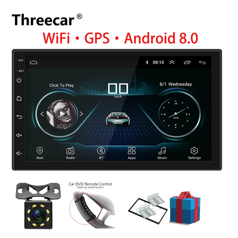 Дешево 2 Din автомагнитола Android 8,0 универсальный font b GPS b font навигация Bluetooth Сенсорный экран Wifi автомобильный аудио стерео FM USB автомобильный мультимедийный MP5