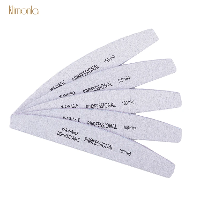 

7pcs Professional Nail File 100/180 Double-sided Sanding Buffer Files Half Moon Polishing Grinding Blocks Manicure Salon Tools