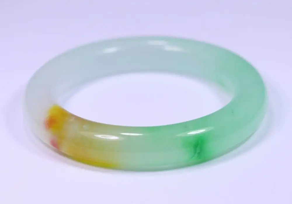 

Hot sell ->@@ 65MM VERY FINE RARE NATURAL GREEN WHITE YELLOW JADEITE JADE BRACELET BANGLE NEW -Top quality free shipping
