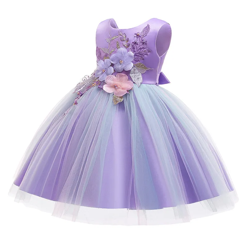 Новое Детское платье г. Новое кружевное платье принцессы для девочек от 3 до 12 лет Пышное Платье