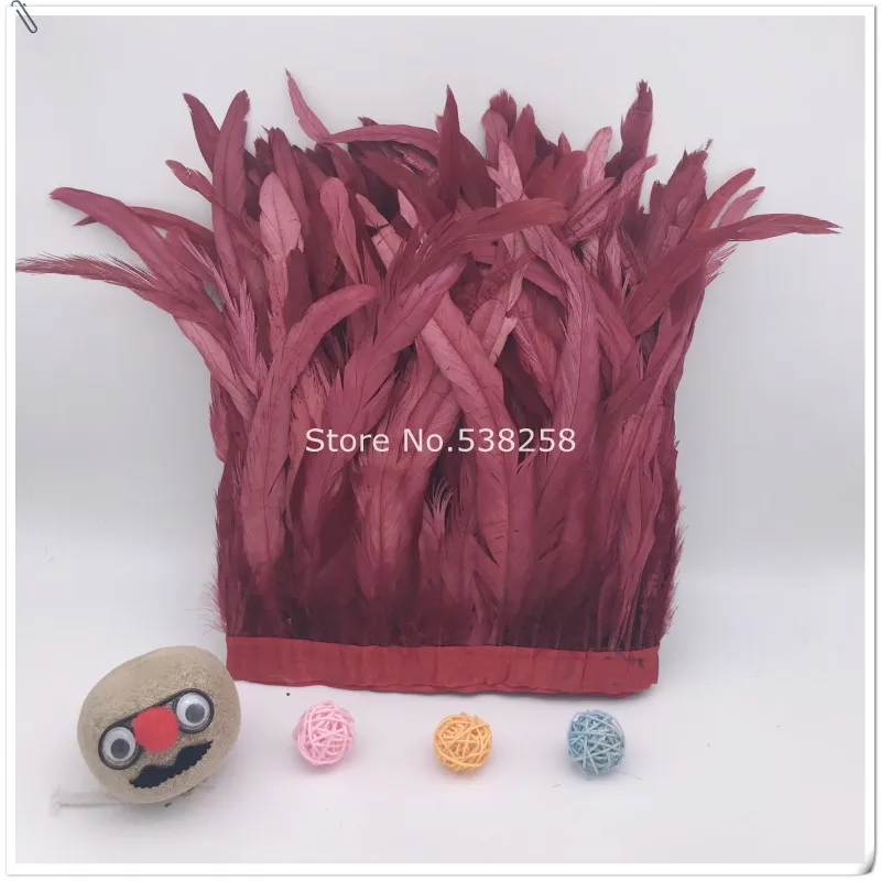 New arrive dark red 2m/lot 12-14inches 30-35cm height Coque Tail Fringes Rooster feather trim rooster tail trimming ribbon | Дом и сад