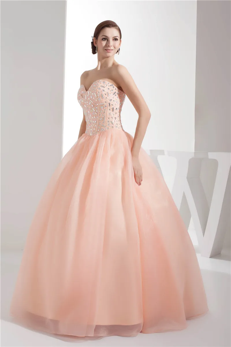 Prom Dress Vestidos De 15 Anos Sweetheart Organza Vestidos de Debutant Floor Length Quinceanera Dresses