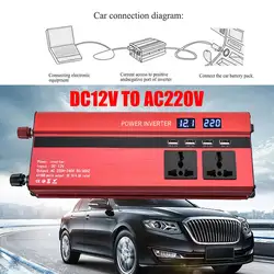 DC12V к AC220V 1200 W Пиковая алюминиевый сплав авто Инвертор Портативный адаптер Солнечная Мощность инвертор высокая производительность Питание