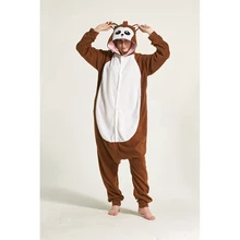 Коричневая обезяна Пижама для животных Onesie Толстовка для взрослых женщин и мужчин Пижама Хэллоуин праздничная одежда для сна Флис Полная длина