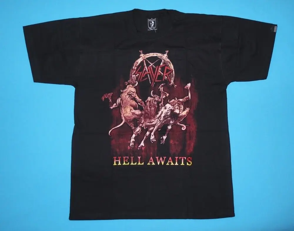 Slayer-Hell Awaits T-shirt Повседневная принтованная футболка, хип-хоп забавная футболка, Мужская футболка s хип-хоп tee shirt, Новый Футболки arrival