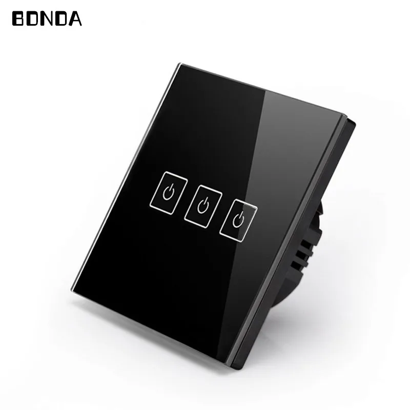 EU UK Standard Bdnda Touch Switch 1 2 3 Gang 1 Way Fireline Wall Light Switch