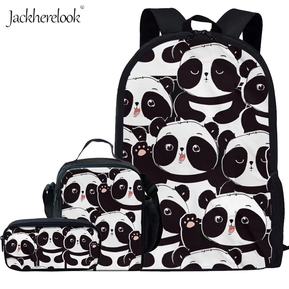 #*Cheap Jackherelook Cute Animal Baby Bamboo Panda Print Kids Boy Girls Backpacks 3PCS Set Primary School Students Schoolbags Satchel