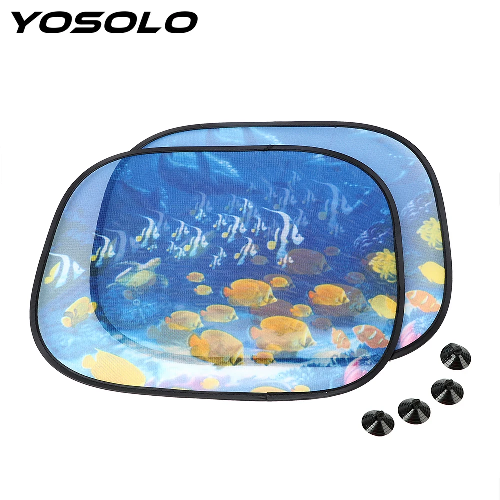 

YOSOLO 2Pcs Car Curtain with Suction Side Window Screen Sunshades Windshield Shade Windscreen Cover Car-styling Auto Accessories