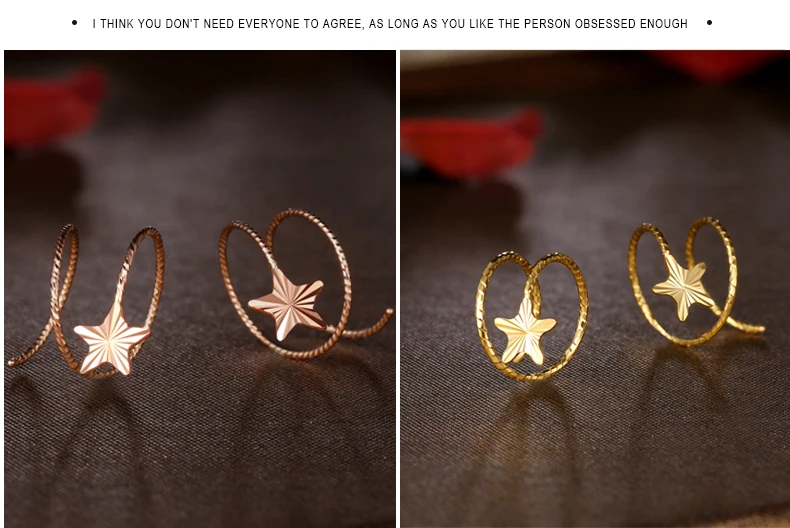 18k Pure Gold Stud Earring Exquisite Elegant Women Jewelry Rose Yellow White Star Miss Girl Gift For Birthday Hot Sale Good New