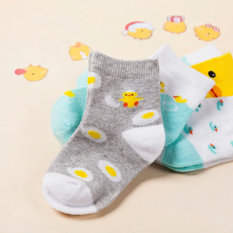 5 пар детских носков Мягкие хлопковые носки с желтой уткой весенне-осенние розовые и голубые носки для девочек и мальчиков от 0 до 3 лет