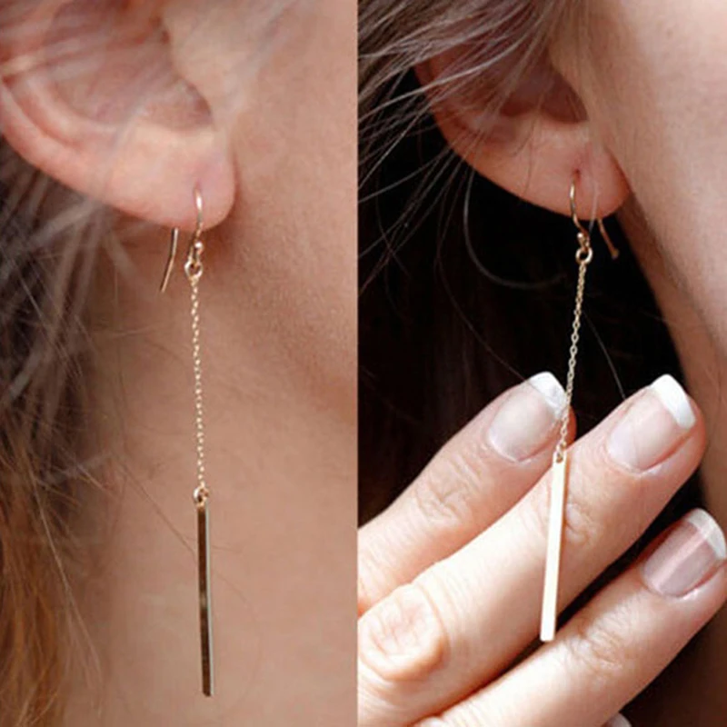 

Uropean And American Popular Simple Long Section Of A Chain-shaped Ear Hook Earrings Wholesale Trade Punk Style