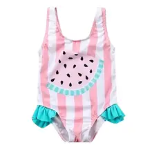 Милые Дети купальники бикини для маленьких девочек цветочно-фруктовым рисунком, Цельный купальник с цветочным принтом купальный Детские купальники-бикини, Новинка