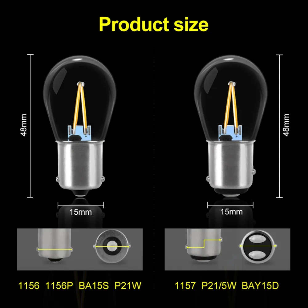 2 шт. 1156 BA15S P21W светодиодный лампы 1157 BAY15D P21/5 Вт Светодиодный светильник COB