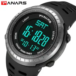 Для мужчин s Хронограф Спортивные часы для мужчин цифровые наручные часы PANARS обратного светодио дный отсчета LED цифровые часы Человек