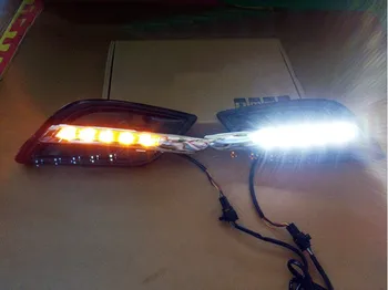 

RQXR led drl daytime running light for Chevrolet sail 3 2014-2017 with Dynamic moving yellow turn signal and blue night light