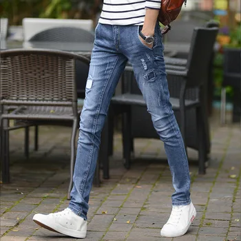 

CO 2019 spring and summer new wave men's patch feet three-dimensional pocket casual jeans