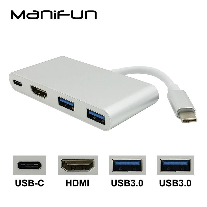 USB C Тип на HDMI USB3.0 концентратор Зарядное устройство адаптер с разъемами типа и