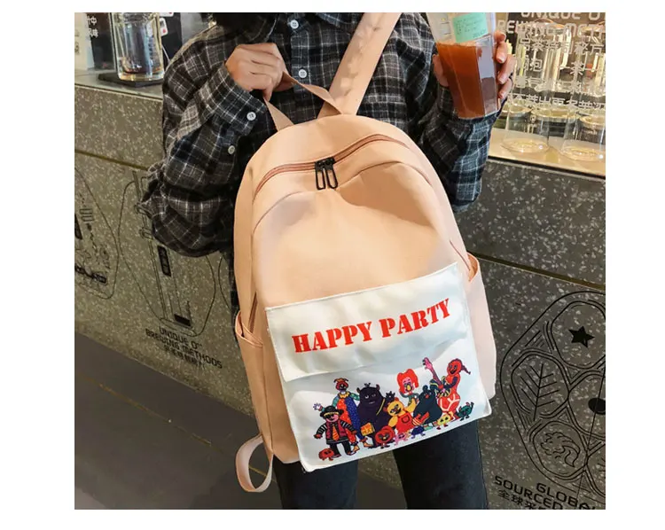 Menghuo Women Backpack Canvas Backpack Cute Printed School Bags Backpack Female Mochila Escolar Girls Backpack for Teenagers New_13