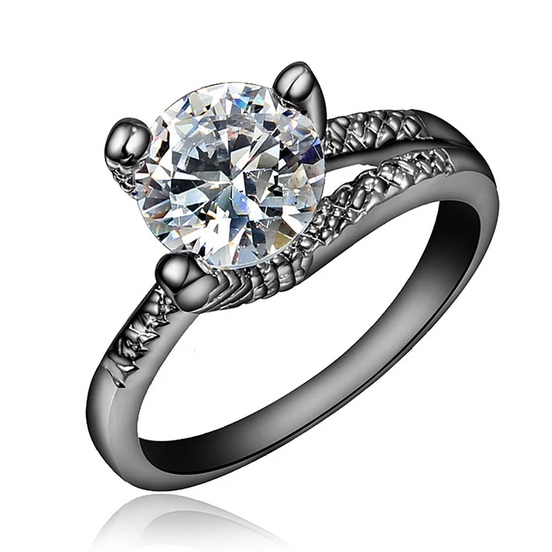

2018 Fashionable Black Gold Filled Jewelry Vintage Crystal Engagement Rings For Men Woman Stone Rings Jewelry