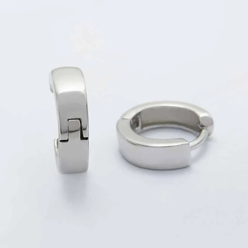 3,5 мм Широкие настоящие чистые однотонные 925 пробы серебряные серьги-кольца для мужчин и женщин ювелирные изделия круглые женские мужские серебряные серьги