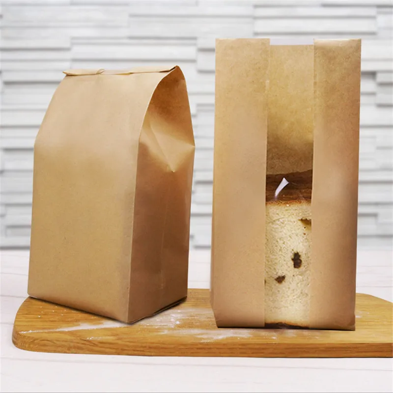 

50 Pcs/set Kraft Paper Bread Packing Bag Baking Toast Takeaway Food Package Cake Bag Wedding Party Decor