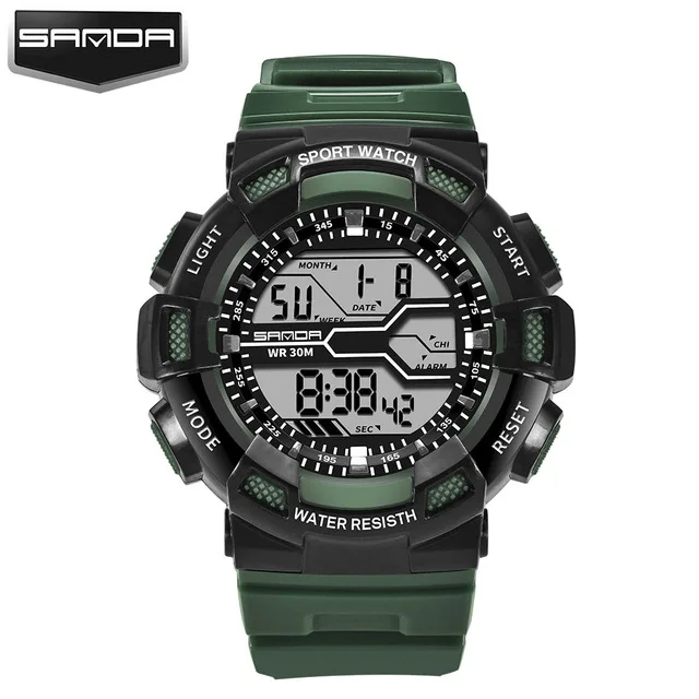 Лидирующий бренд Sanda военные часы мужские G Стиль Шок цифровые часы мужские спортивные наручные электронные новые светодиодный часы Relogio Masculino - Цвет: Green