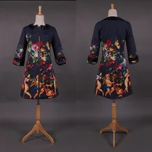 Plus Size 2XL Winter Fashion Women s Elegant Vintage Coat Retro Runway Character Printed Quality Warm