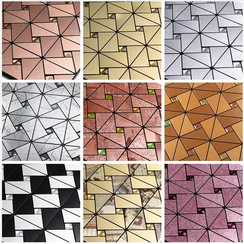 DIY самоклеющиеся мозаичные настенные наклейки высокого качества металлические