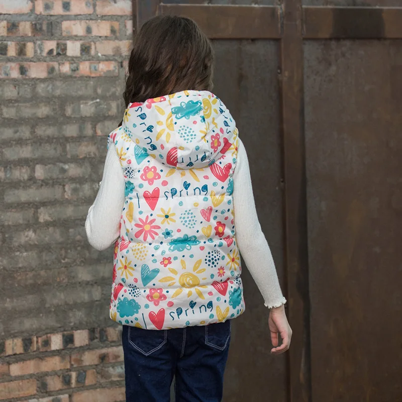 2022 Autumn Winter New Boys Girls Sleeveless Hooded Wool Vest Jacket Cartoon Print Coat Kids Warm Cashmere Vest Outwear Clothes leather jacket with hood