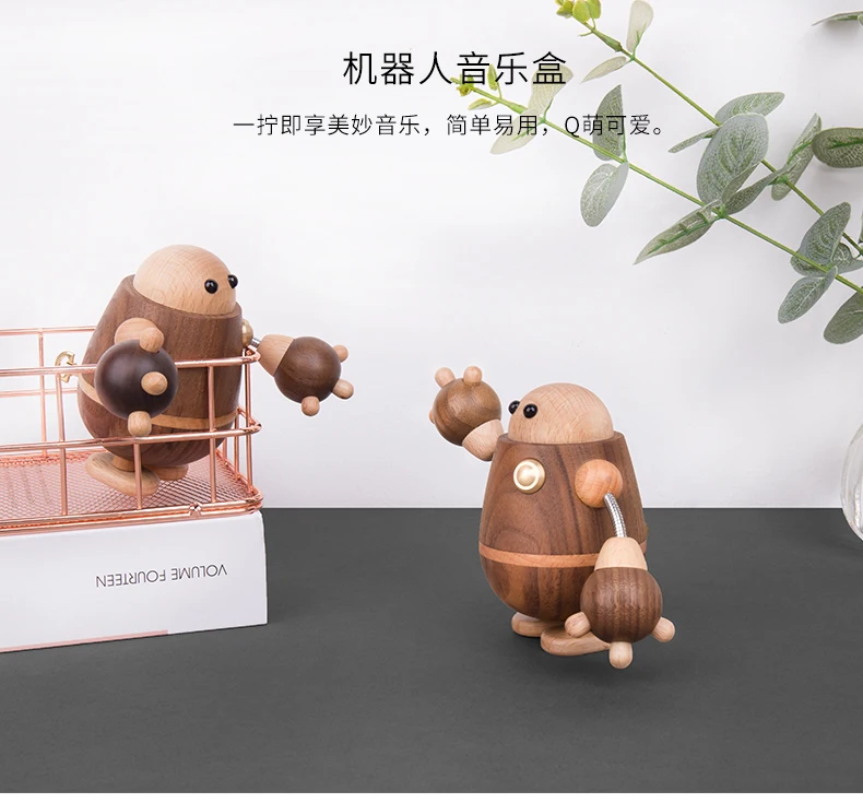 

Wooden Box Music Box Mechanism Robot Castle In The Sky Birthday Gift for Girlfriend or Children kids gift