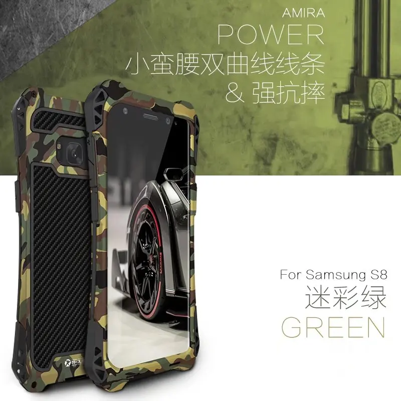 Чехол R-Just Armor King для SS S7 edge S10 Plus водонепроницаемый чехол для Galaxy S8 S9 S9+ Plus S8+ алюминиевый ударопрочный карбоновый