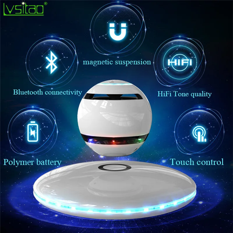 LED Levitating Bluetooth Speaker Floating Maglev multicolor led lights 360 Degree Rotating portable fashion UFO creative gifts